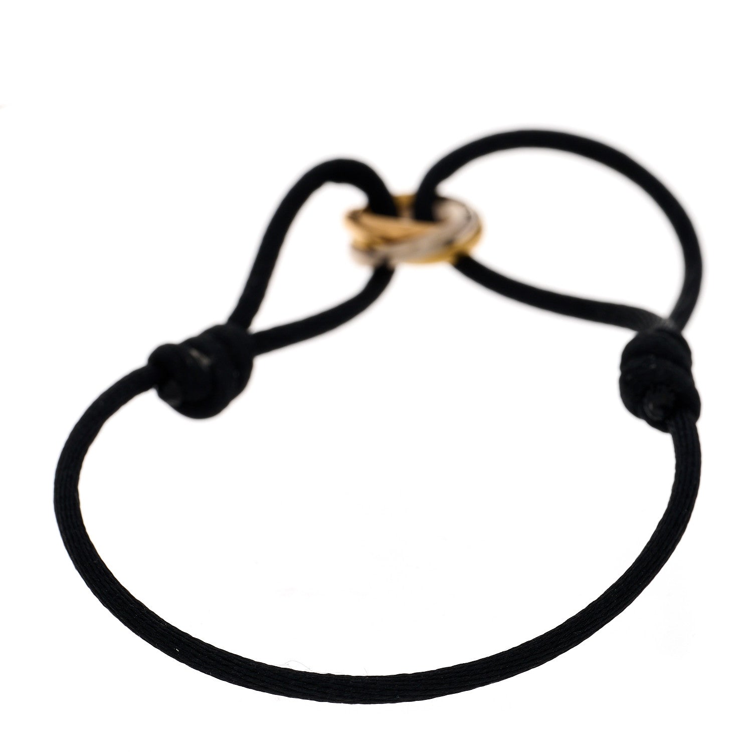 Cartier 18K Pink Yellow White Gold Trinity Adjustable Cord Bracelet Black 2 of 3