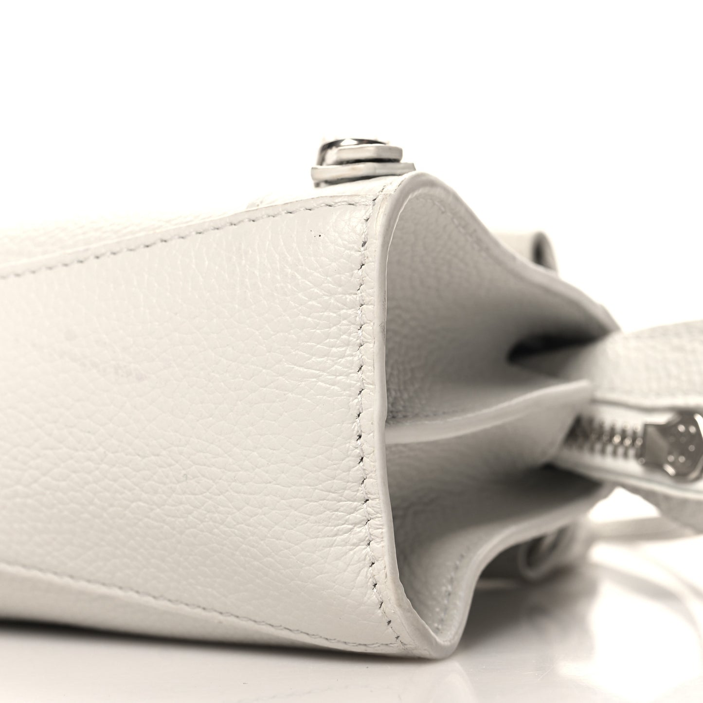 Grained Calfskin Neo Classic Silver Hardware Nano City Crossbody White