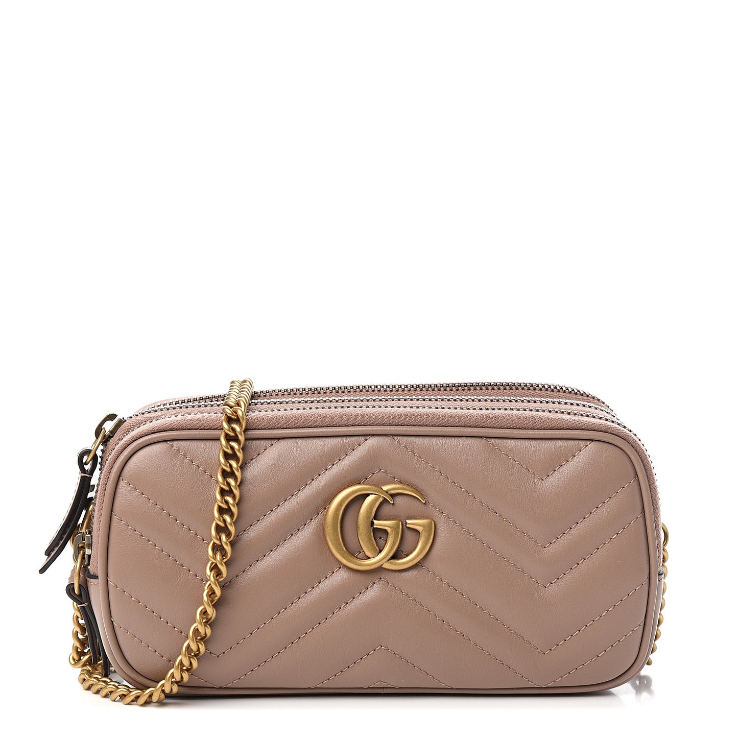 Calfskin Matelasse Mini GG Marmont Chain Crossbody Bag Porcelain Rose
