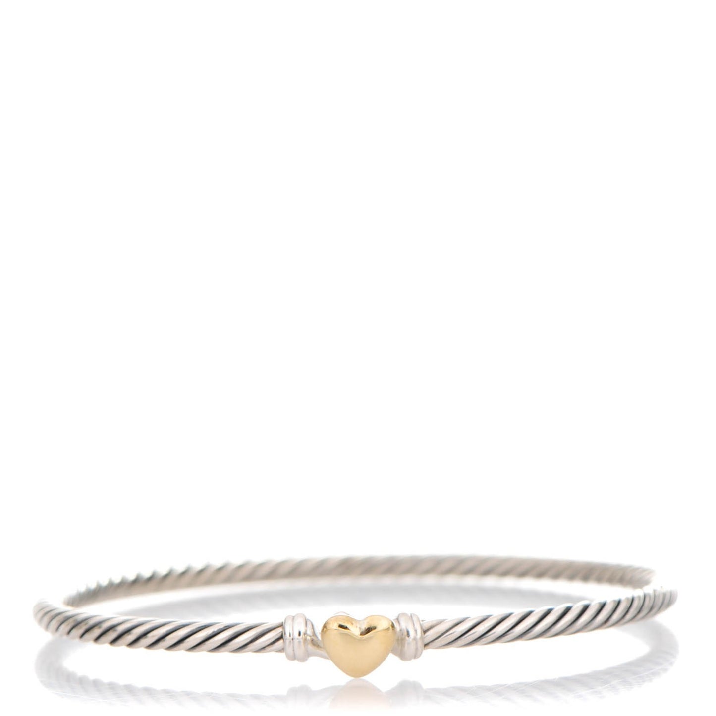 Sterling Silver 18K Yellow Gold 3mm Cable Collectibles Heart Bracelet