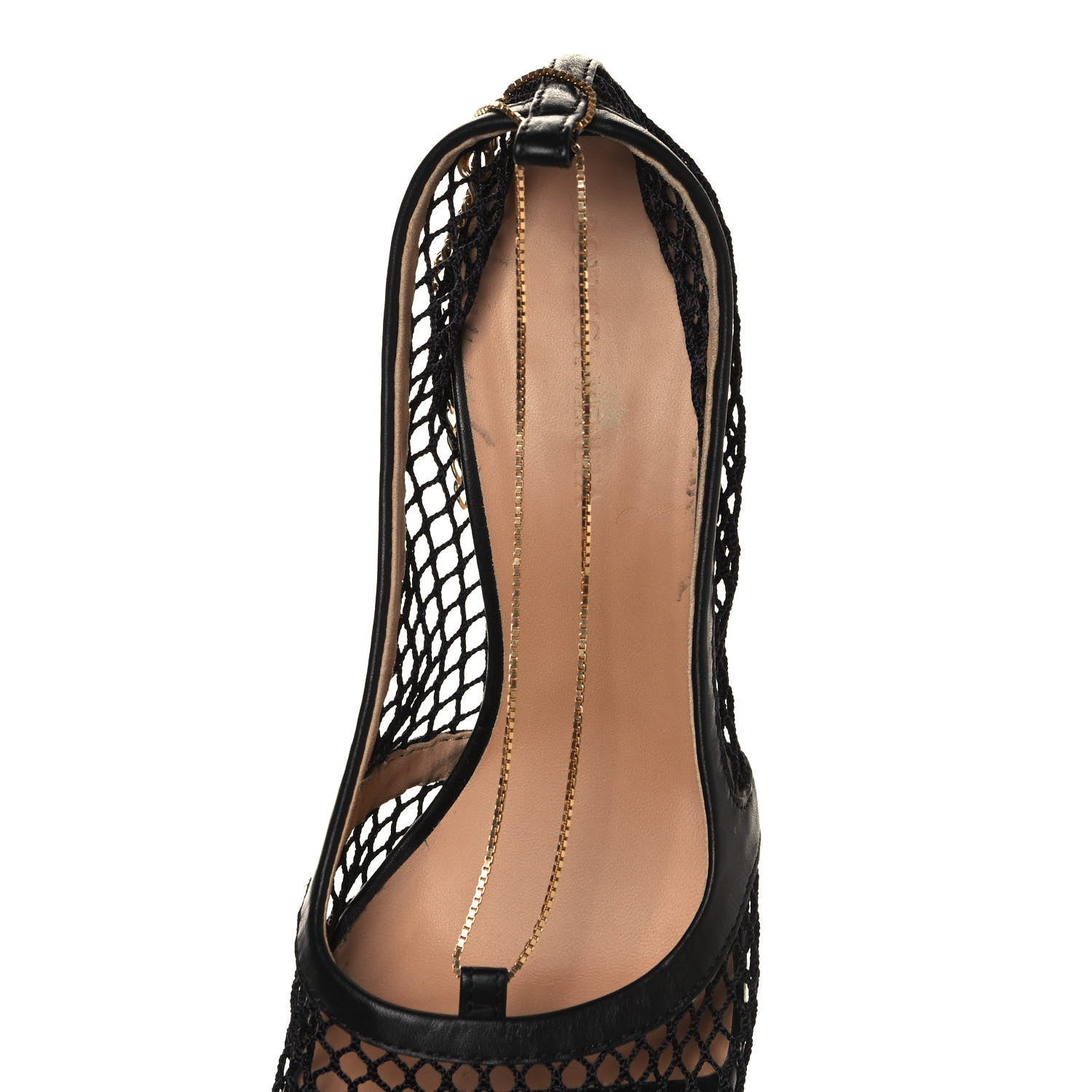 Bottega Veneta Mesh Calfskin Chain Stretch Pumps 38 Black 7 of 9