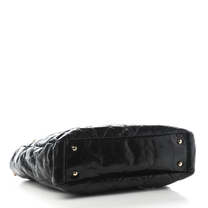 Chanel Glazed Calfskin Lambskin Portobello Tote Black Beige 4 of 11