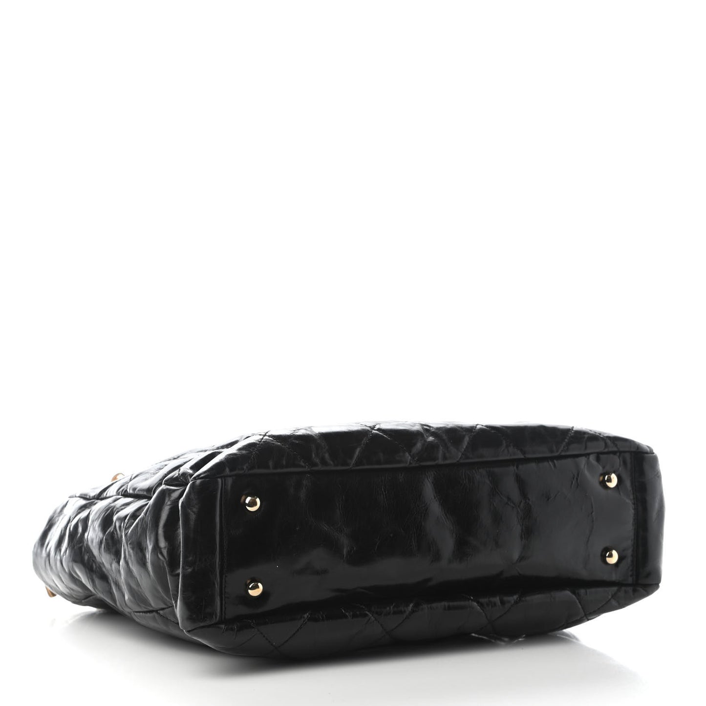 Glazed Calfskin Lambskin Portobello Tote Black Beige