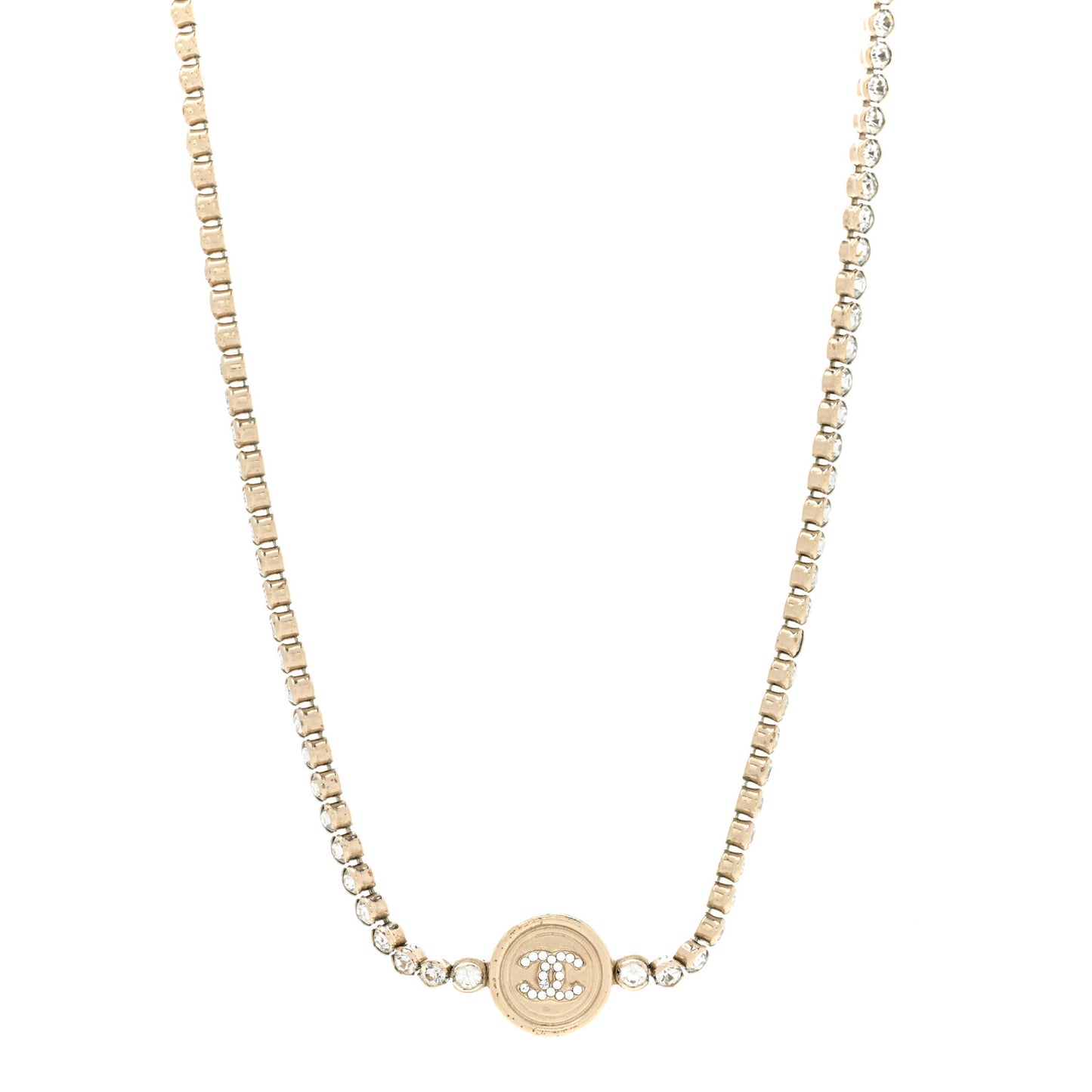 Crystal CC Chain Short Necklace Gold