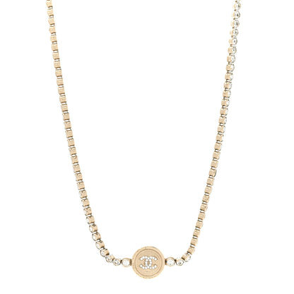 Chanel Crystal CC Chain Short Necklace Gold 1 of 8