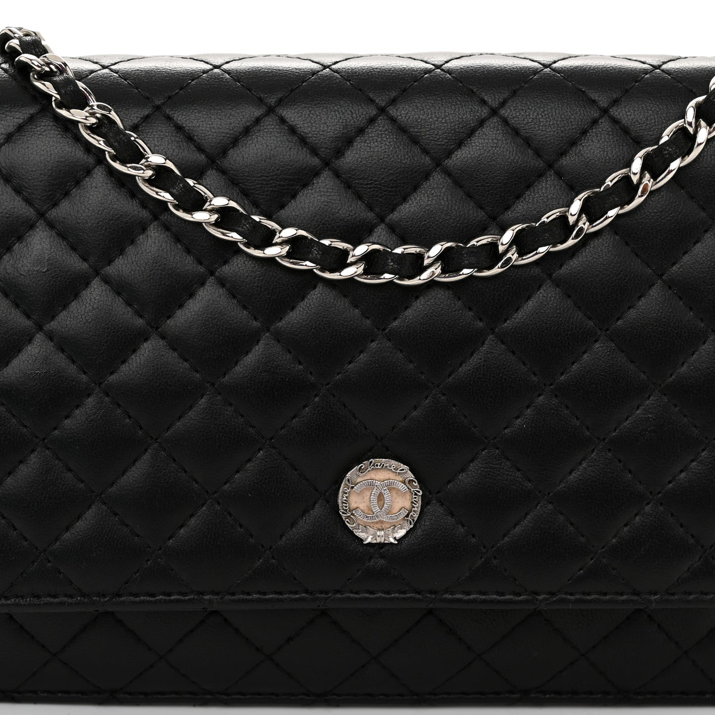 Lambskin Micro Quilted Wallet On Chain WOC Black