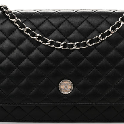 Chanel Lambskin Micro Quilted Wallet On Chain WOC Black 9 of 13