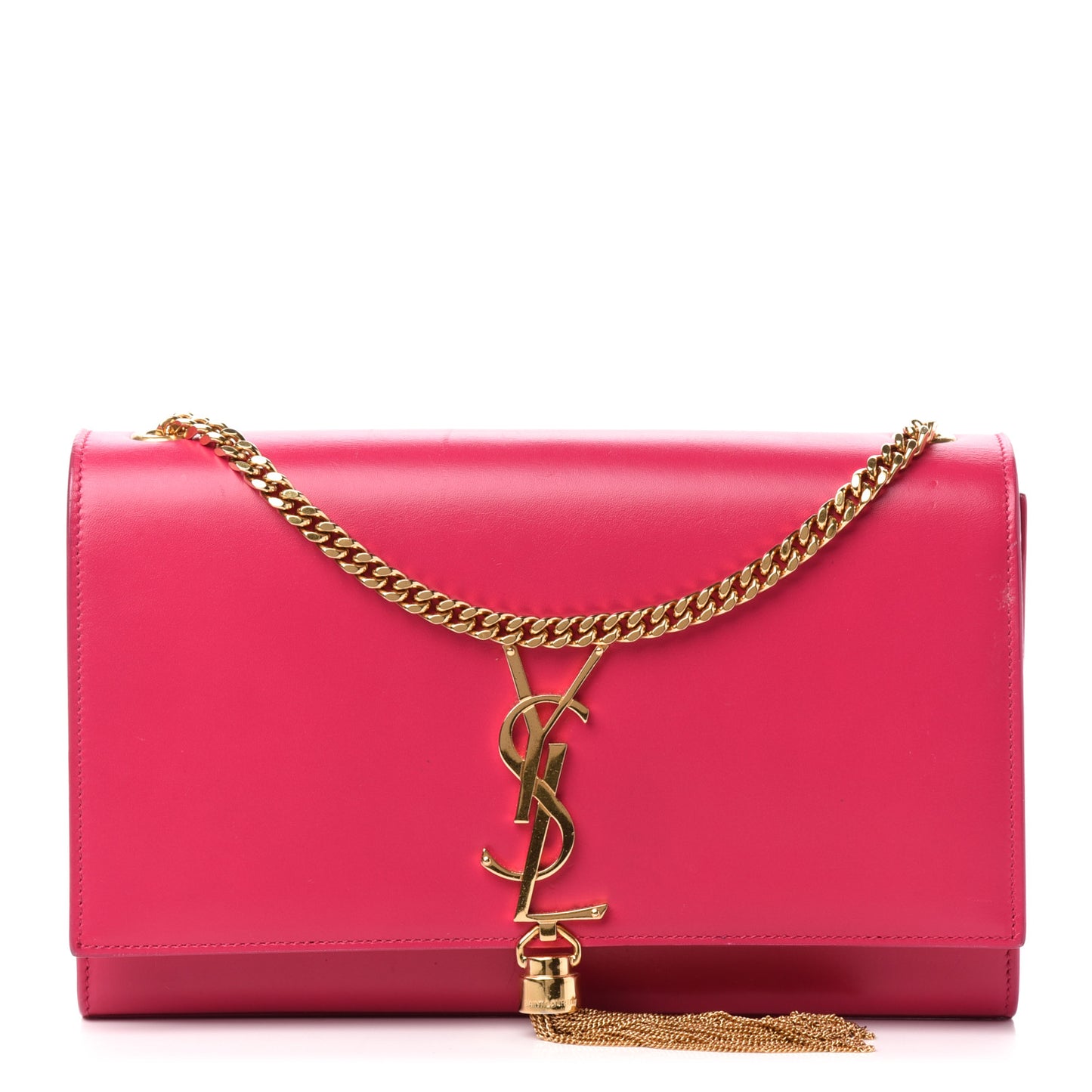 Smooth Calfskin Medium Classic Monogram Kate Tassel Satchel Fuchsia