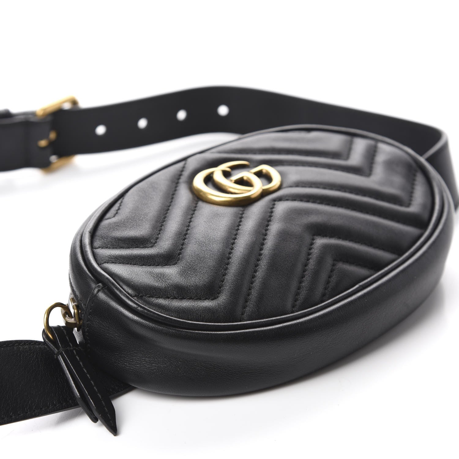 Gucci Calfskin Matelasse GG Marmont Belt Bag 95 38 Black 5 of 12