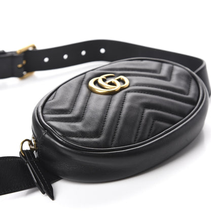 Gucci Calfskin Matelasse GG Marmont Belt Bag 95 38 Black 5 of 12