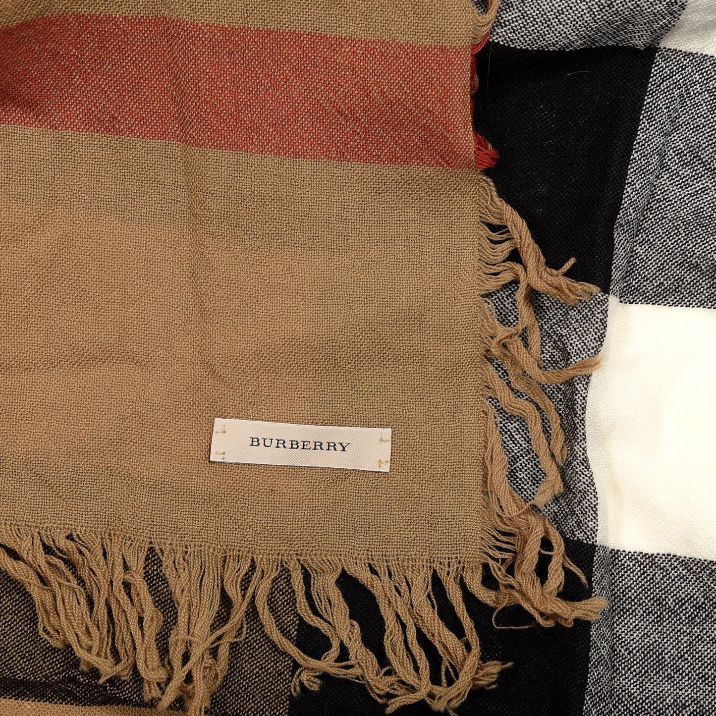 Merino Wool House Check Square Scarf Brown