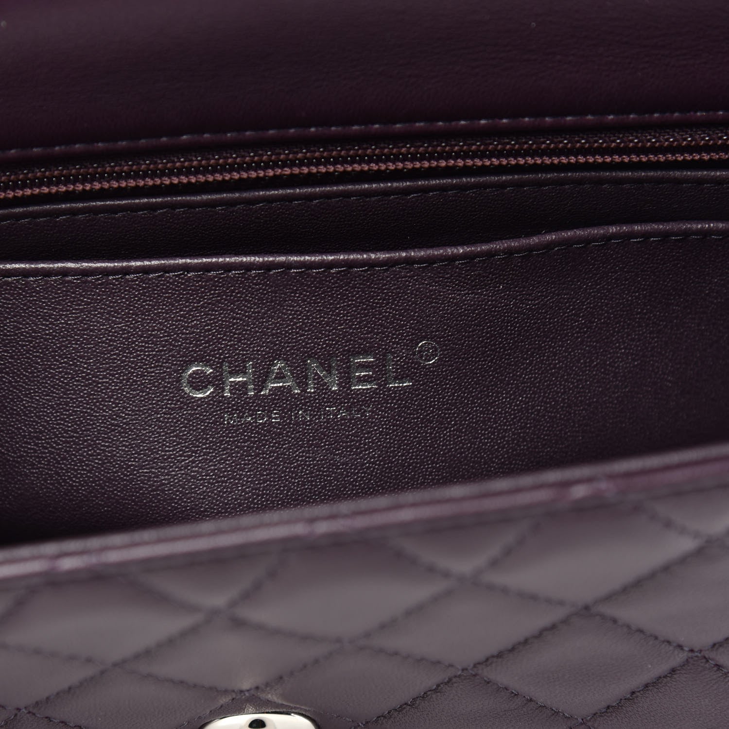 Chanel Lambskin Quilted Mini Rectangular Flap Dark Purple 6 of 12