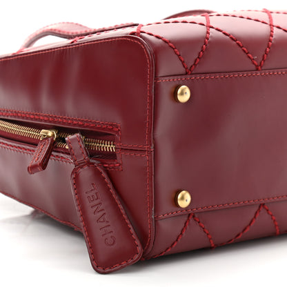 Chanel Calfskin Stitch Surpique Bowler Red 10 of 15