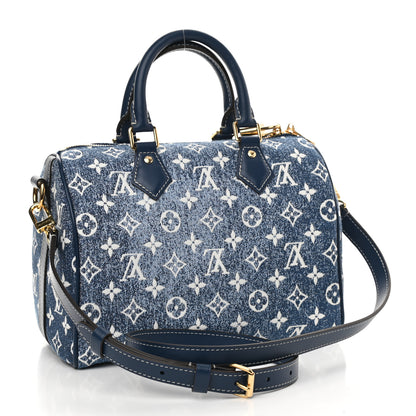 Louis Vuitton Monogram Jacquard Denim Speedy Bandouliere 25 Bleu 3 of 10