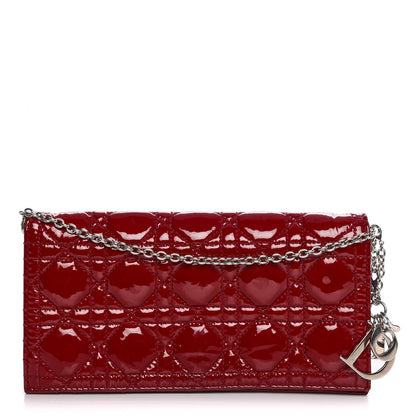 Christian Dior Patent Cannage Lady Dior Convertible Clutch Red 1 of 11