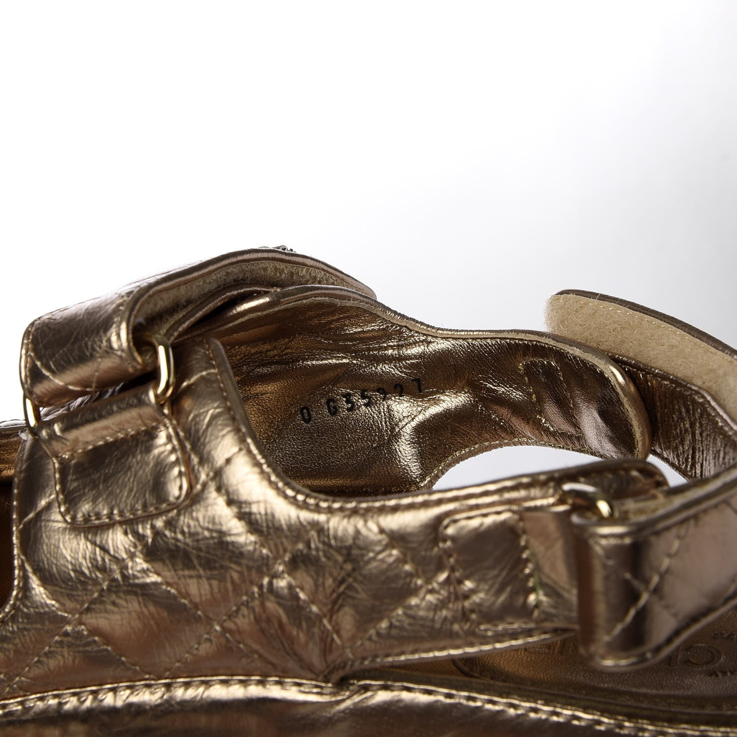 Chanel Iridescent Lambskin Quilted Velcro Dad Sandals 39.5 Light Bronze 9 of 10