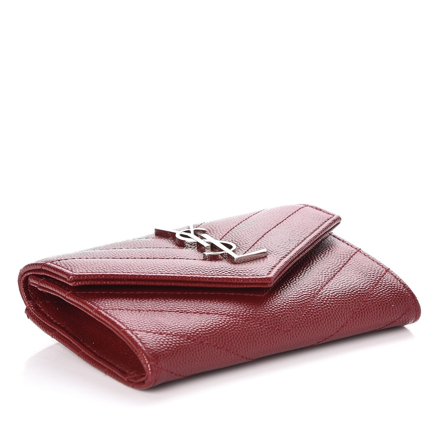 Grain De Poudre Matelasse Chevron Small Monogram Envelope Wallet Palissandre