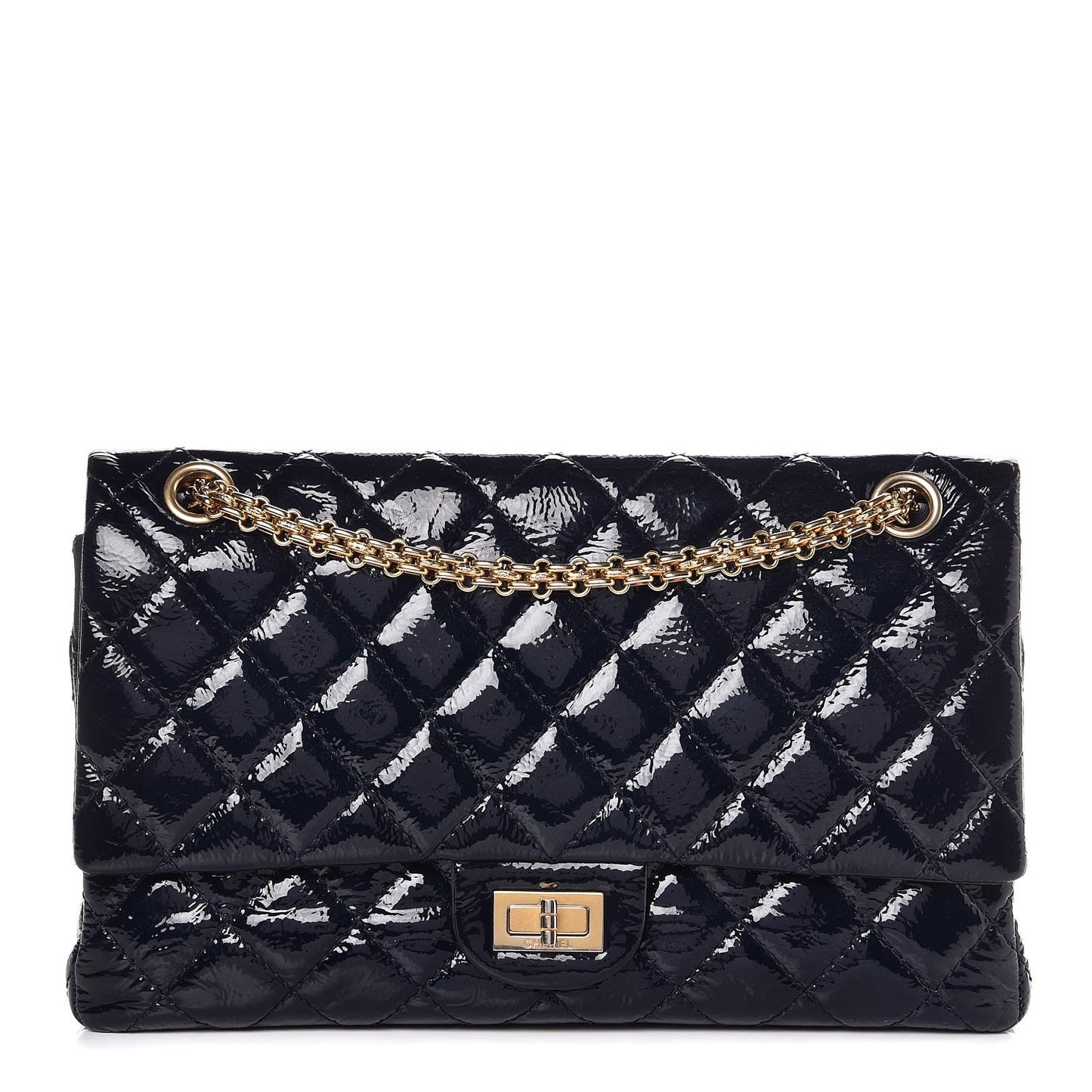 Distressed Patent Quilted 2.55 Reissue 226 Flap Navy