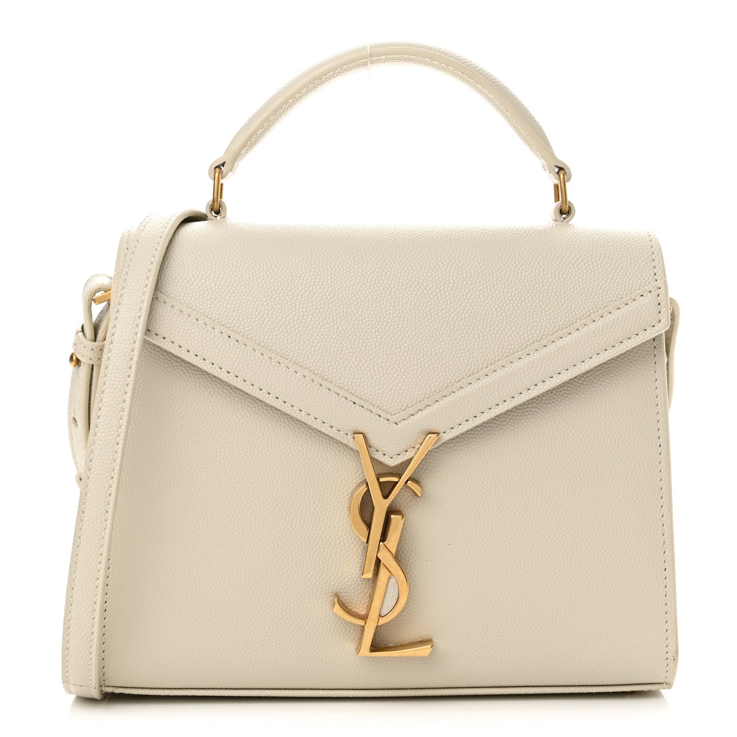 Saint Laurent Grain de Poudre Mini Classic Monogram Cassandra Top Handle Vintage White 1 of 12