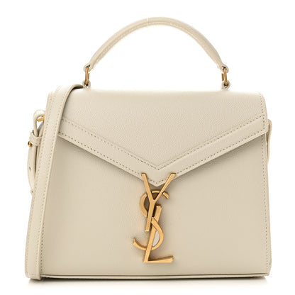 Saint Laurent Grain de Poudre Mini Classic Monogram Cassandra Top Handle Vintage White 1 of 12