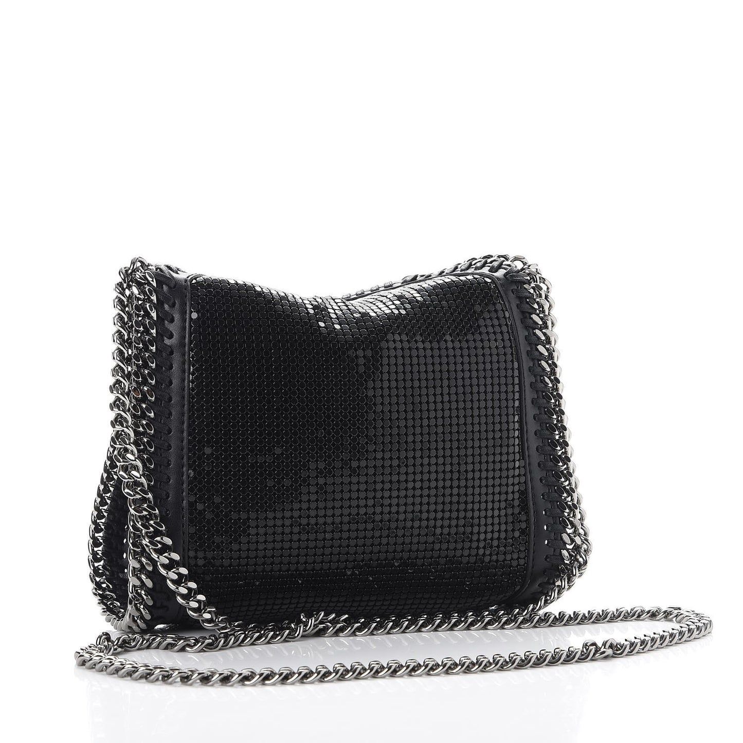Crystal Stones Tiny Fold Over Falabella Black