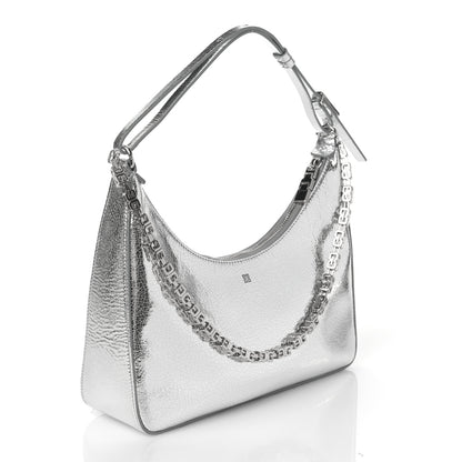 Givenchy Metallic Lambskin Small Moon Cut Out Shoulder Bag Silvery 2 of 7