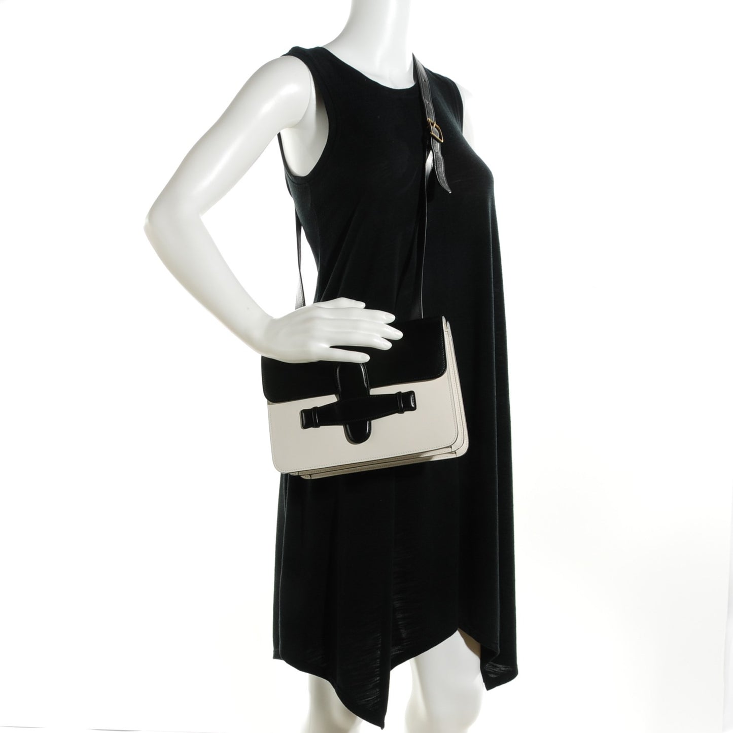 Box Calfskin Medium Bi-Color Symmetrical Bag Black