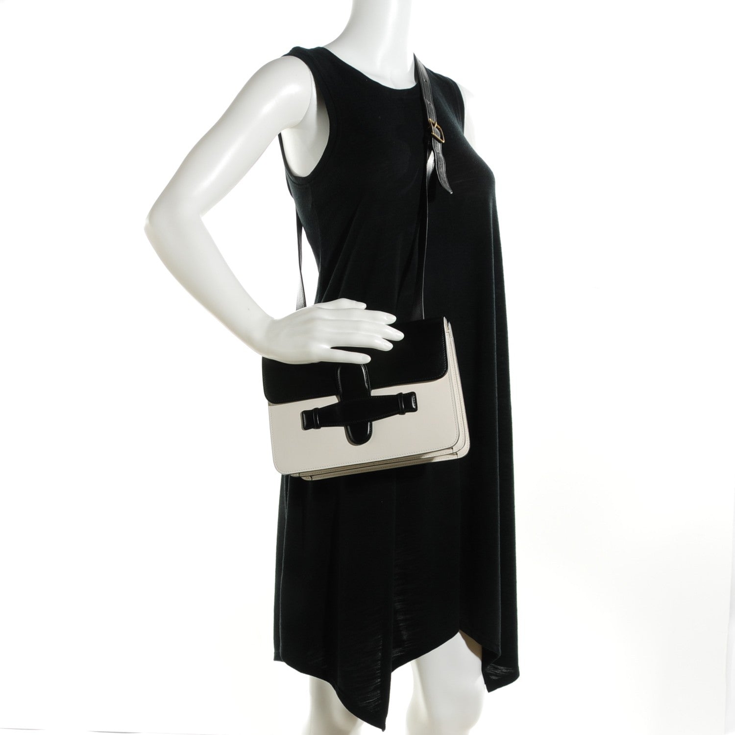 Celine Box Calfskin Medium Bi-Color Symmetrical Bag Black 2 of 9