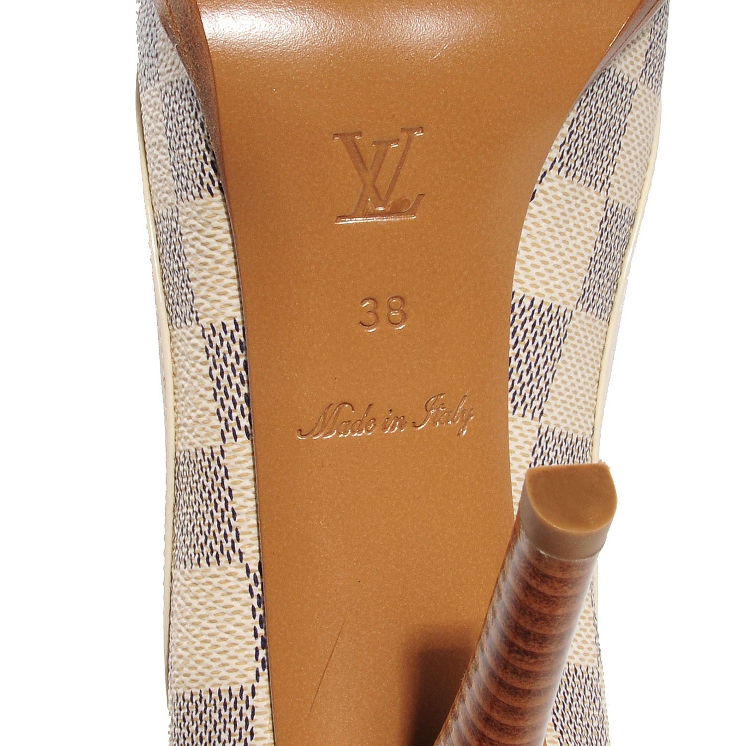 Louis Vuitton Damier Azur Palm Beach Open Toe Pumps 38 5 of 7