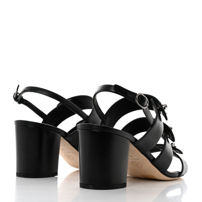 Chanel Lambskin Logo CC Turnlock Sandals 39.5 Black 4 of 9
