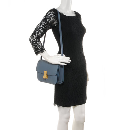 Celine Leather Medium Classic Box Flap Bag Slate Blue 2 of 8