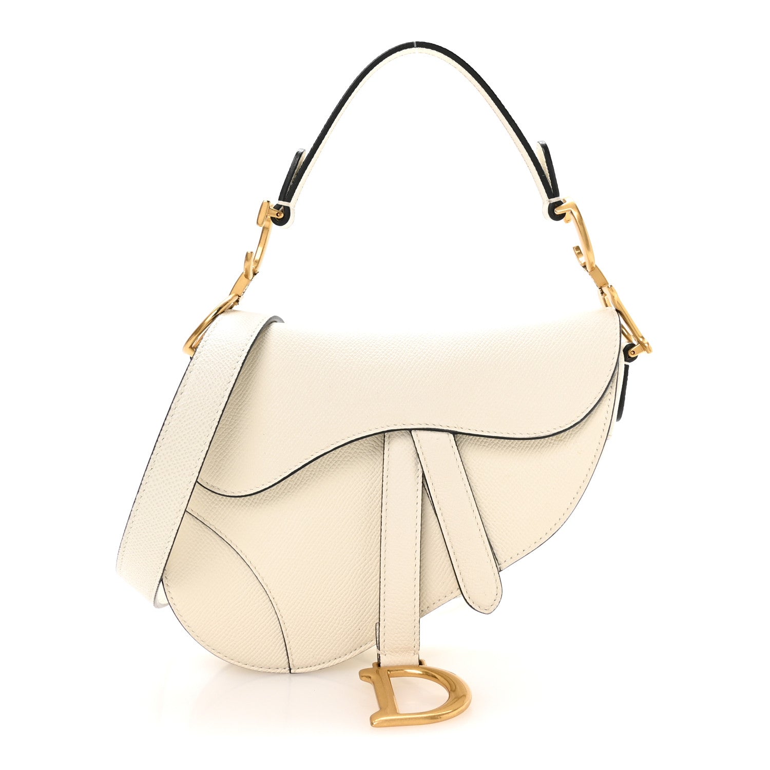 Christian Dior Grained Calfskin Mini Saddle Bag With Strap White 1 of 11