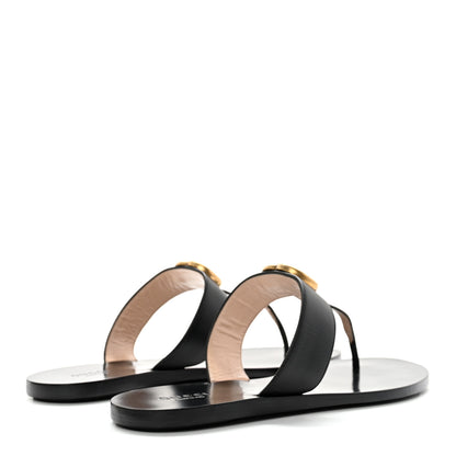 Gucci Calfskin GG Marmont Thong Sandals 39.5 Black 4 of 10