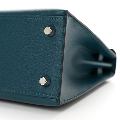 Hermes Madame Calfskin Verso Kelly Sellier 25 Vert Bosphore Sienne 10 of 12