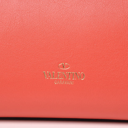 Valentino Garavani Vitello Small Rockstud Double Handle Tote Deep Coral 9 of 11