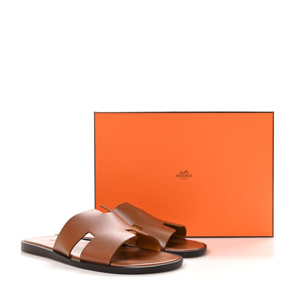 Hermes Calfskin Mens Izmir Sandals 44 Gold 11 of 11
