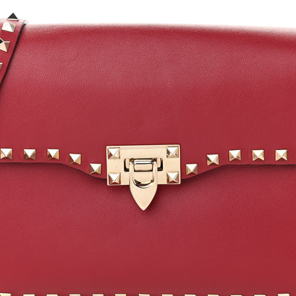 Valentino Garavani Vitello Medium Rockstud Flap Saddle Bag Scarlet 8 of 10