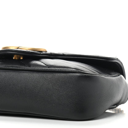 Gucci Calfskin Matelasse Super Mini GG Marmont Shoulder Bag Black 9 of 10