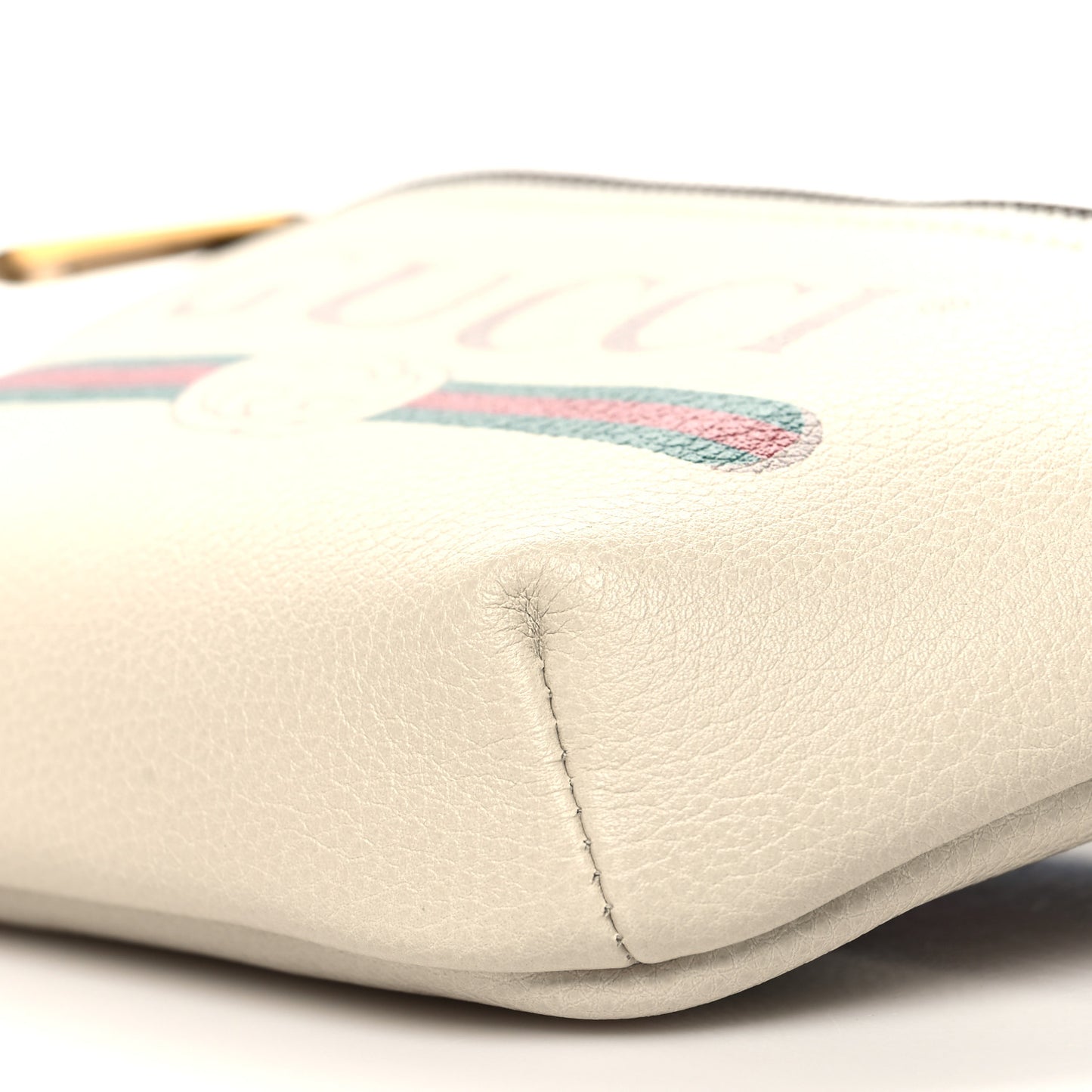 Grained Calfskin Small Logo Belt Bag White