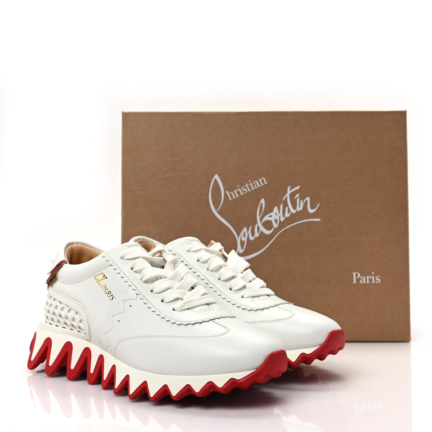 Calfskin Neoprene Womens Loubishark Sneakers 39 White