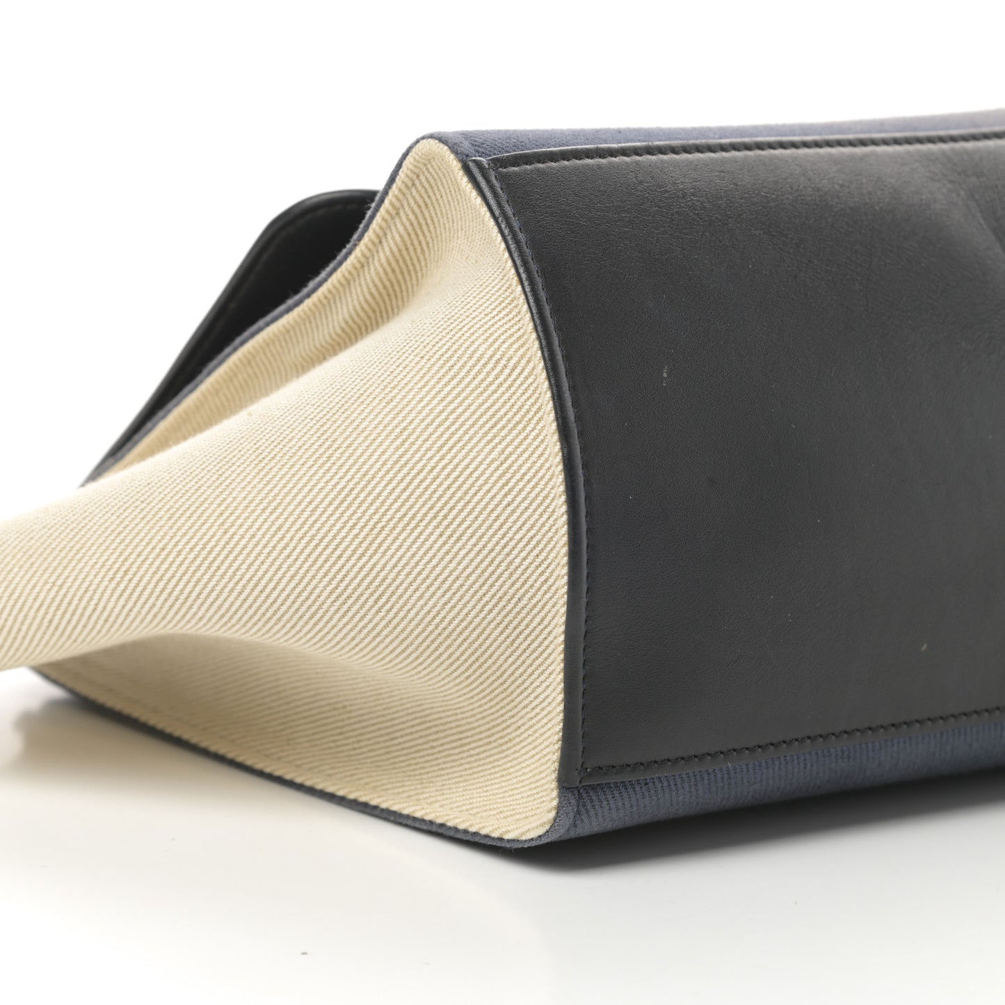Smooth Calfskin Linen Small Tri-Color Trapeze Black Navy Blue
