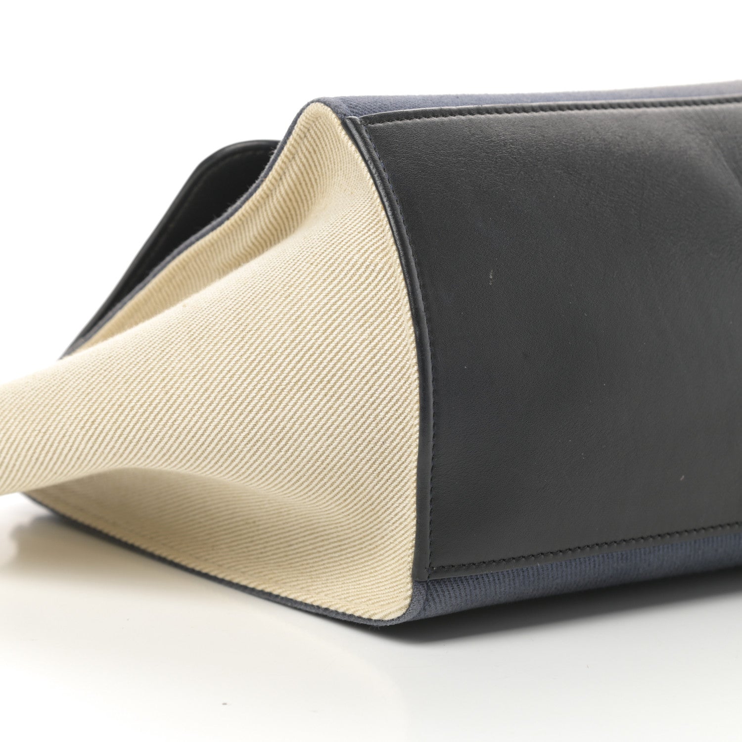 Celine Smooth Calfskin Linen Small Tri-Color Trapeze Black Navy Blue 8 of 17