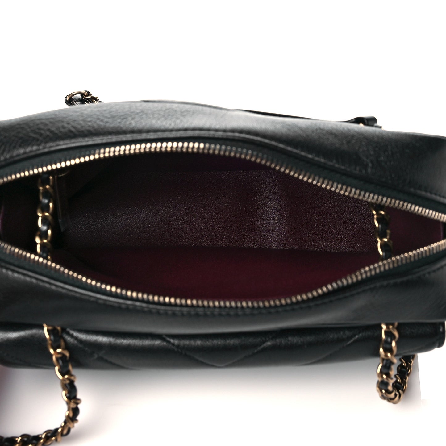 Lambskin Chevron Large Camera Case Black