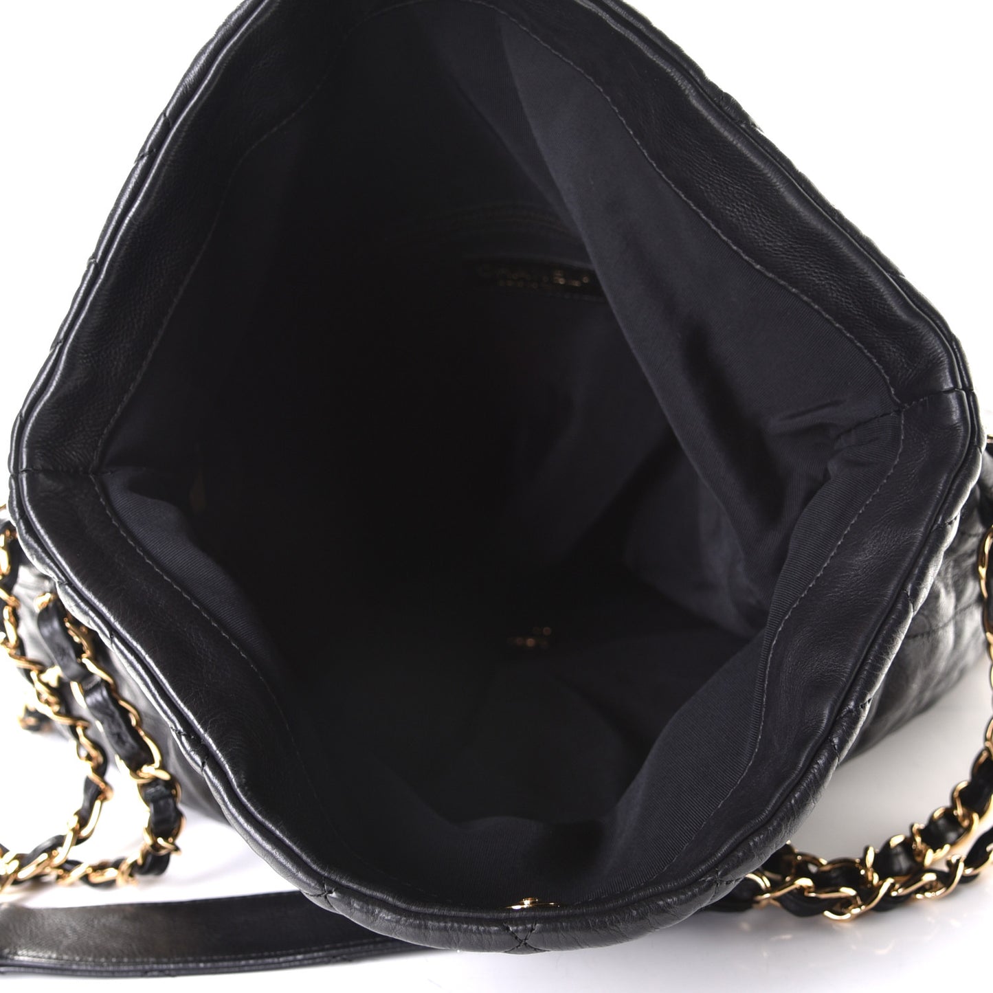 Calfskin Quilted Large Chain Me Hobo Black