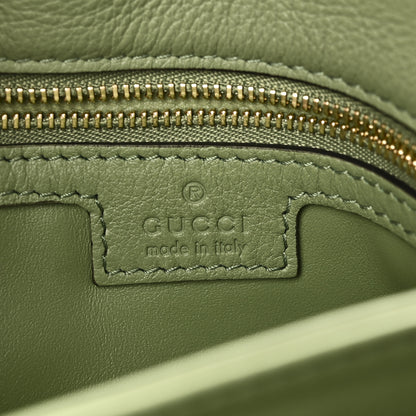 Gucci Roxy Calfskin Web Medium Blondie Top Handle Shoulder Flap Bag Salamander Green 6 of 10