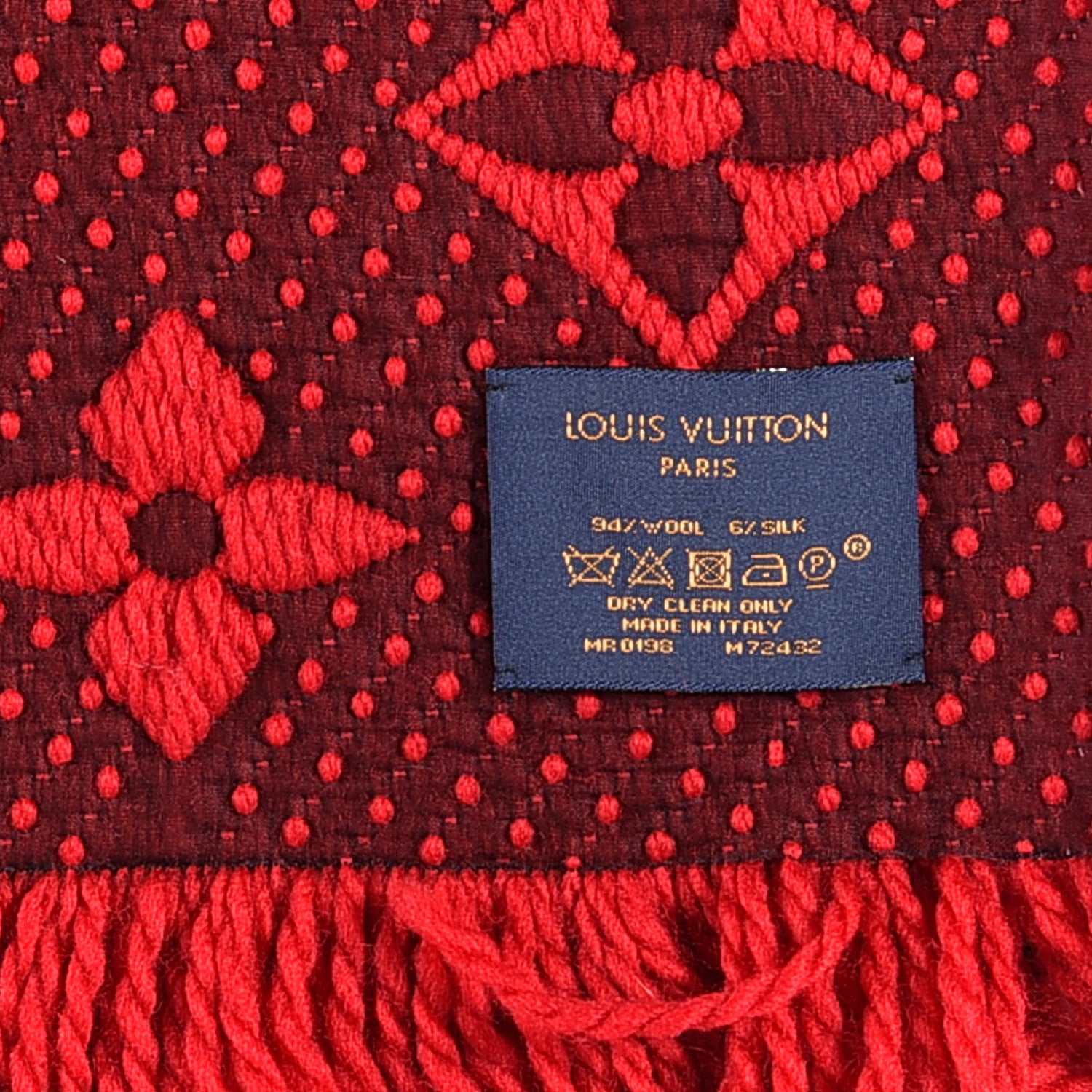 Louis Vuitton Wool Silk Logomania Scarf Rubis 5 of 6