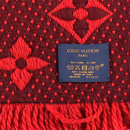 Louis Vuitton Wool Silk Logomania Scarf Rubis 5 of 6