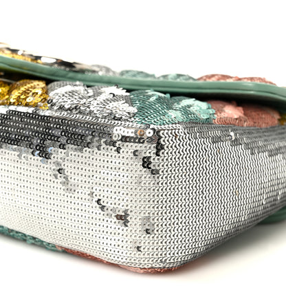 Gucci Sequin Satin Calfskin Matelasse Diagonal Small GG Marmont Shoulder Bag Grigio Argento Verde Chiaro Rosa Giallo Light Water Green 11 of 12
