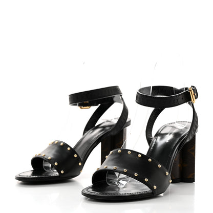 Louis Vuitton Calfskin Studded Monogram Silhouette Sandals 36 Black 3 of 9