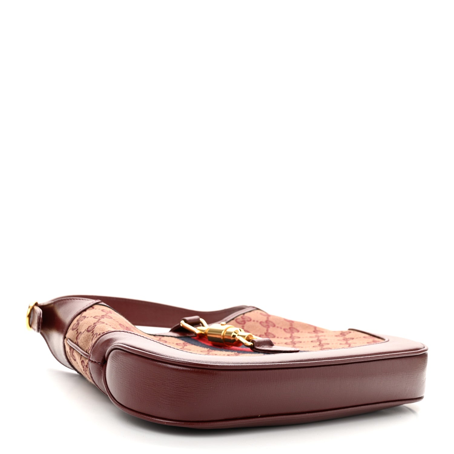 Gucci Monogram Azalea Calfskin Web Small Jackie 1961 Hobo Sahara Rubino Chardonnay 4 of 10